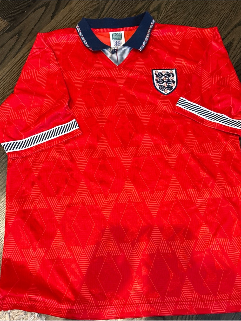 England Red Classic Football Jersey Men’s large. Gascoigne 19 retro Short Sleeve